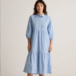 100% Organic Cotton Poplin Midi Tunic Dress - Large